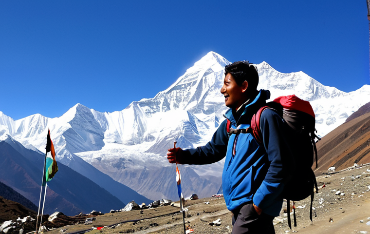 Annapurna Circuit Trek**

"A fully clothed hiker in appropriate hiking gear, trekking through the Annapurna Circuit in Nepal. Majestic snow-capped mountains in the background, with prayer flags fluttering in the wind. The scene depicts a sense of adventure and natural beauty. Perfect anatomy, correct proportions, well-formed hands, proper finger count, natural pose, professional photography, high quality, safe for work, appropriate content, fully clothed, modest, family-friendly."

**