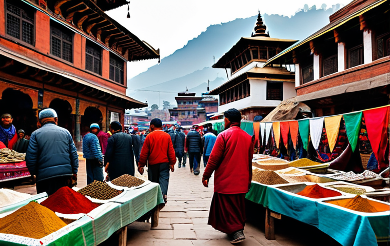 **

"A bustling Kathmandu marketplace, filled with vibrant colors and traditionally dressed Nepali people. A vendor in modest clothing sells spices and textiles. Background shows ancient temples and prayer flags.  Safe for work, appropriate content, fully clothed, professional photography, perfect anatomy, natural proportions, family-friendly."

**